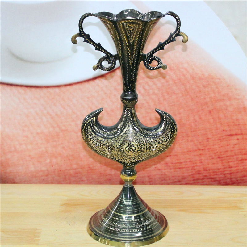 Pakistan Handicraft Direct Sale Copper Bronze Sculpture 14 Inch Ethnic Crescent Pot Holiday Gift BT469