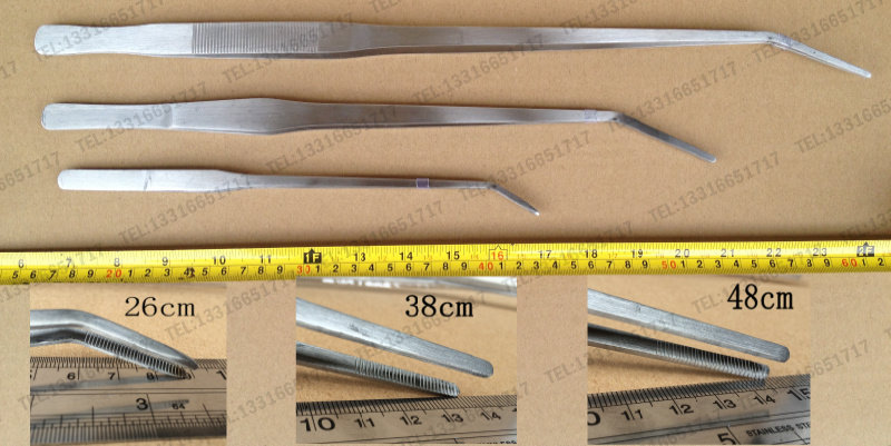 26cm 38cm 48cm 不锈钢 加长 弯镊 水草 园艺 镊子 夹子 维修工具