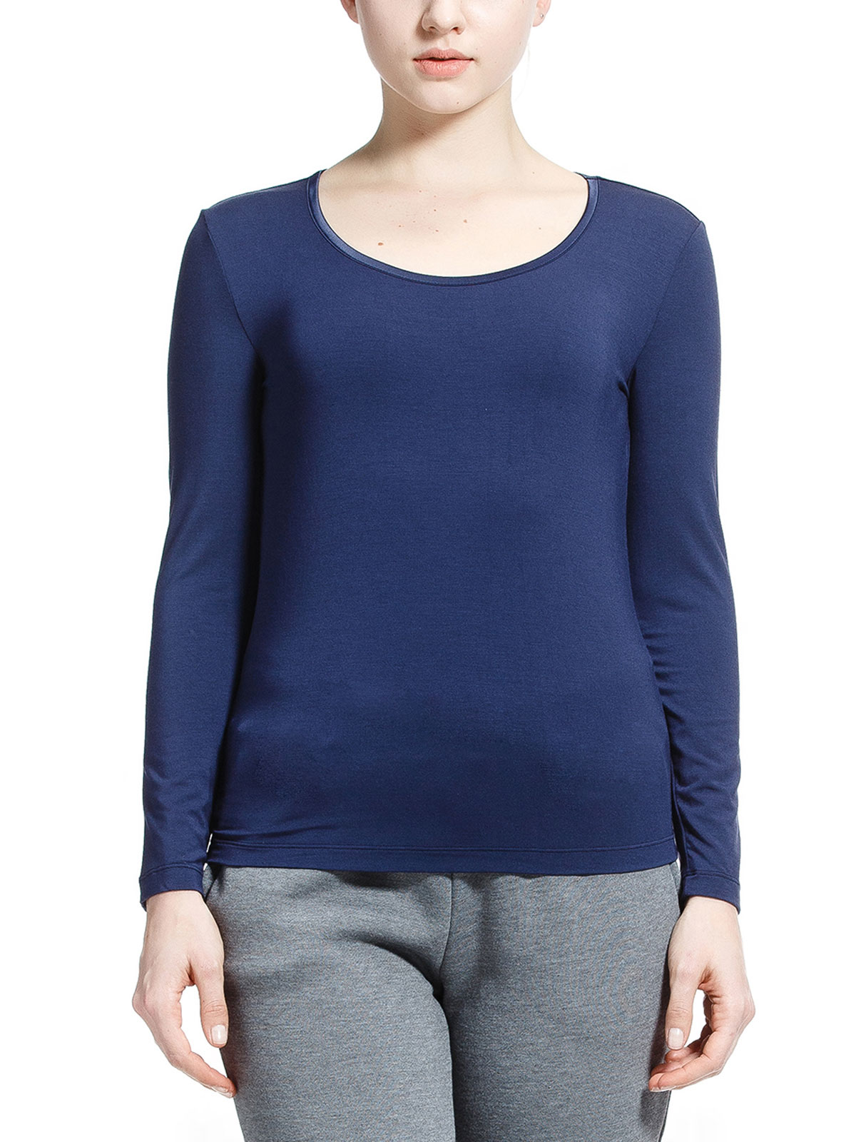 ROYAL VELVET|深蓝色莫代尔圆领女款长袖上衣