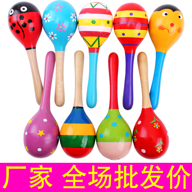 Wooden Small Number Sandhammer Training Auditory Rocking Bell Infant Puzzle Toy Children Musical Instrument Baby Teach Exercise Early