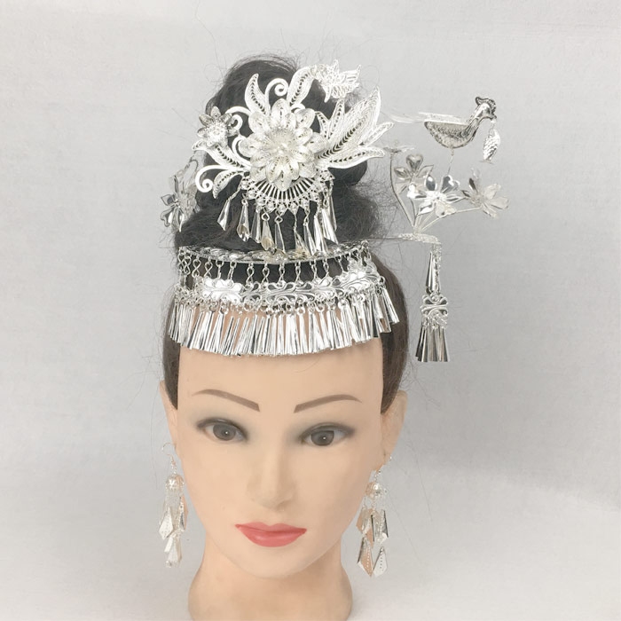 Bridal headdress kit National wind hairpin set Miao headdress set Retro headdress Hanfu headdress for women