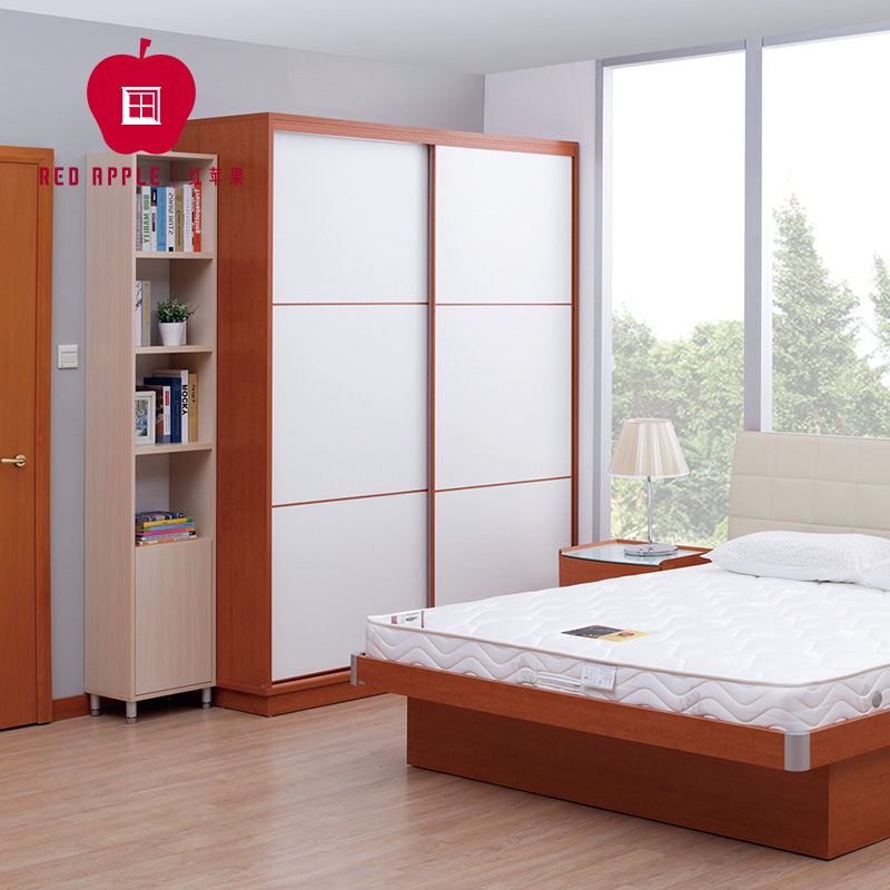 Red Apple Simple Sliding Door Wardrobe Bedroom Double Door Storage Wardrobe Stand R921 923 925t Red Cherry
