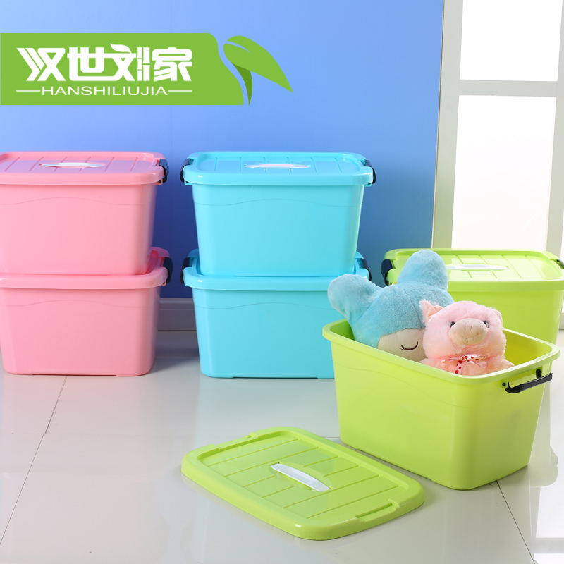 大中小号透明塑料收纳箱手提有盖储物箱杂物食品收纳盒三件套
