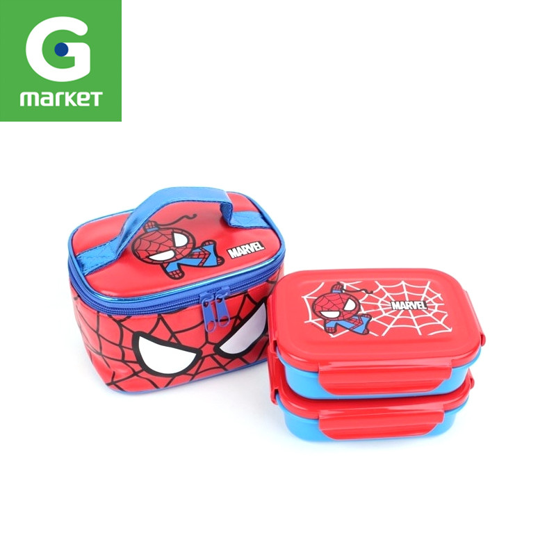 韩国正品 [MARVEL/漫威]蜘蛛侠便当包不锈钢隔热2层饭盒