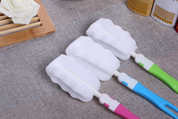 Sponge nipple brush for wide mouth standard diameter bottle cleaning brush