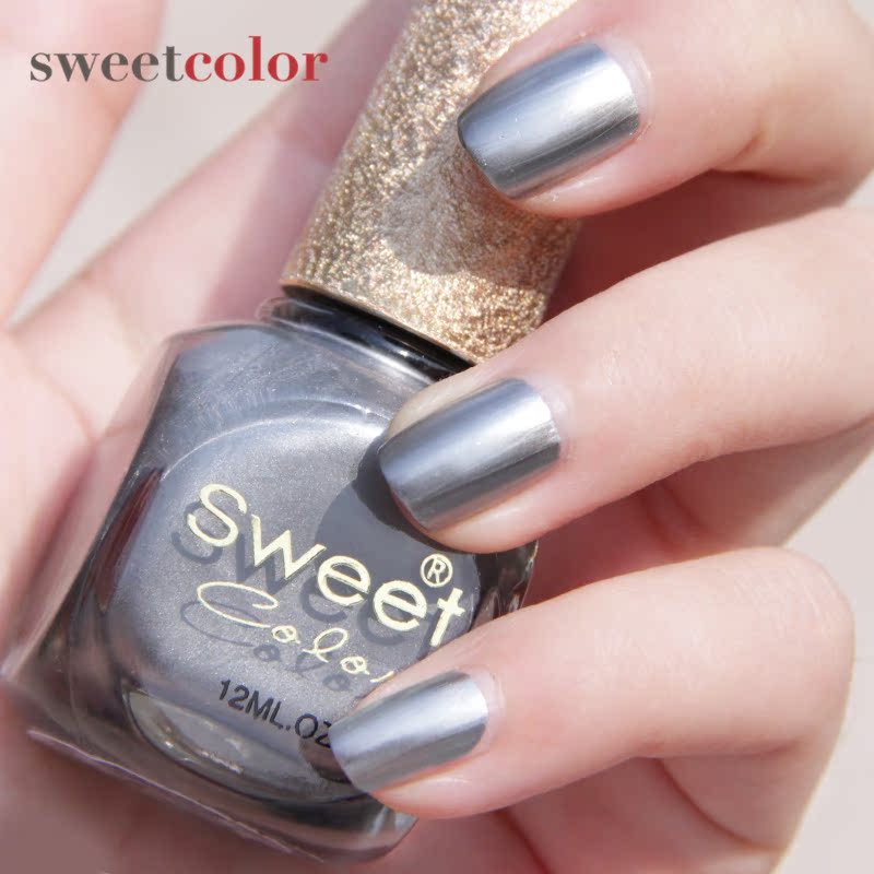 sweet color油性指甲油镜面 环保健康美甲 摩登金属银 古铜色12ML