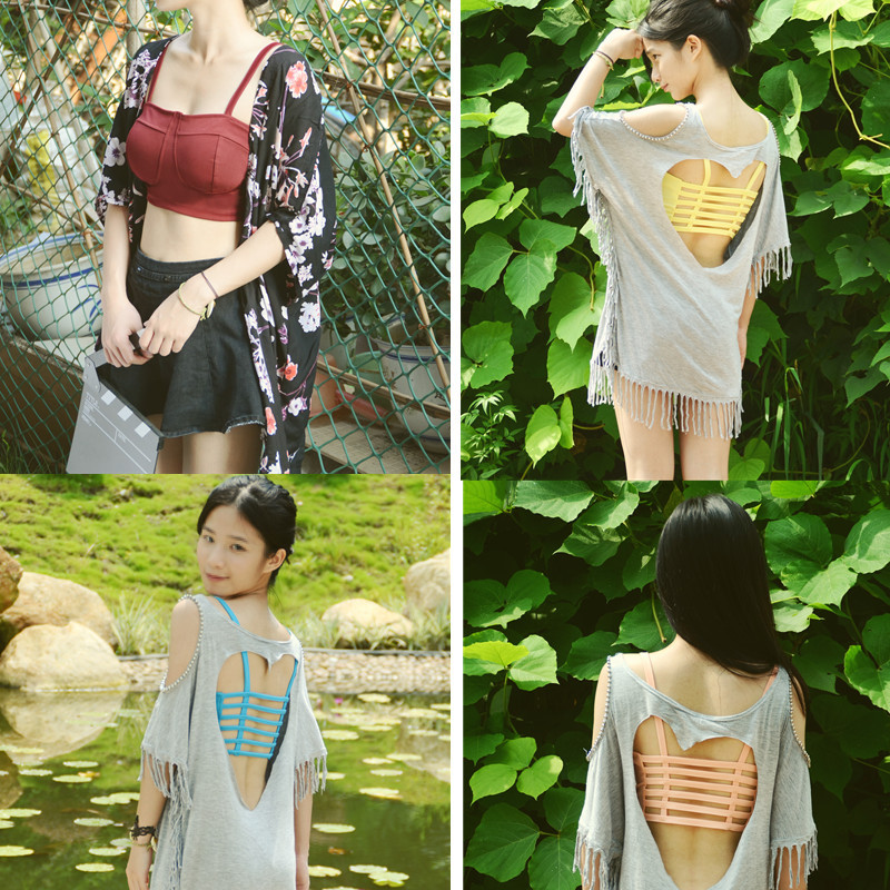 Short Camisole with Built-In Bra, Strapless Bra, No Underwire Sports Bra, Yoga Top for Women