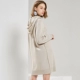 Wei Wo Mũ trùm đầu Váy dài vừa phải Phụ nữ Merino Áo len tinh khiết Áo len lỏng - Áo len