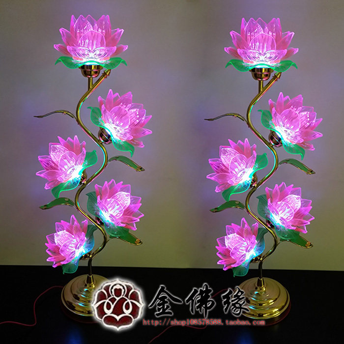 Five LED colorful crystal lotus lamp for Buddha Lamp Buddha Hall Lamp Buddha lamp Buddha head lamp Lotus lamp