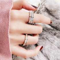 Ring light luxury niche Diamond exquisite fashion personality Net red ring female ins Titanium rose gold Japanese tail ring