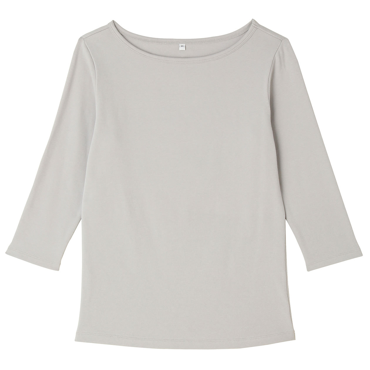 无印良品 MUJI 女式 棉弹力一字领七分袖T恤