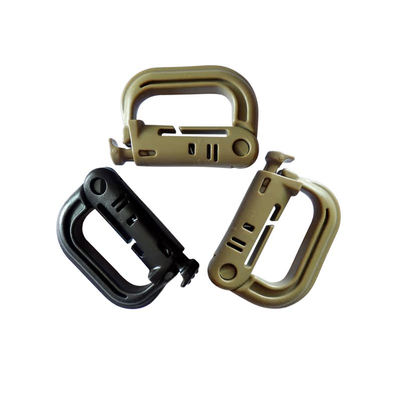 4 multifunctional carabiners, plastic steel 8-character hanging buckle, D-shaped keychain with lock, tactical backpack hook