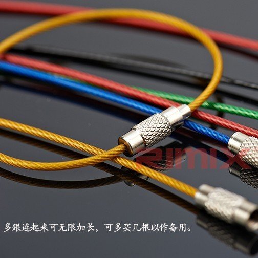 Color PVC stainless steel wire ring keychain Key ring Key ring tag hanging buckle Creative key chain