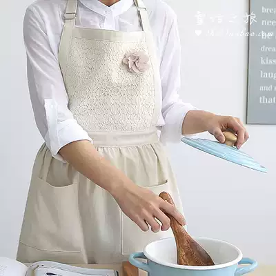 Kitchen Home Japanese minimalist Korean fashion cotton cute coffee shop overalls lace shop clothes Princess apron