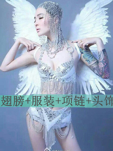 Spot Atmosphere Two-style wings Angels Baby acting out of silver string Beads Shiny Stage DS Clothing