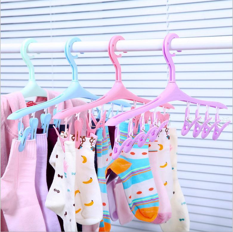 8 clip windproof buckle multi-functional hanger plastic clothes drying rack socks underwear drying rack 906