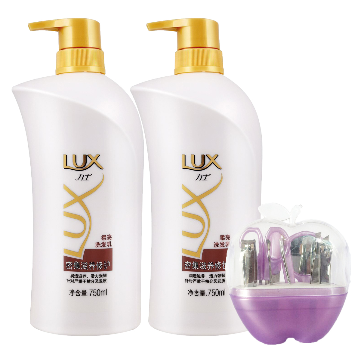 力士洗发水密集滋养洗发露750ml*2套装 洗发水/液送苹果美甲套装