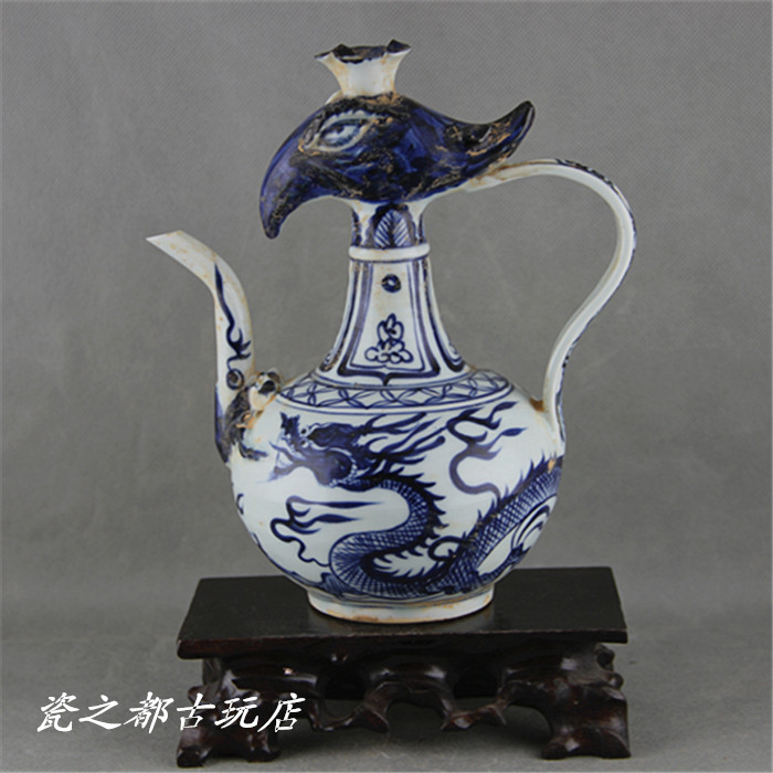 Yuanqing Flower Single Dragon Feng's first pot Jingdezhen Antique Unearthed Porcelain Ancient Play Antique Old Stock Old Goods Collection Swing