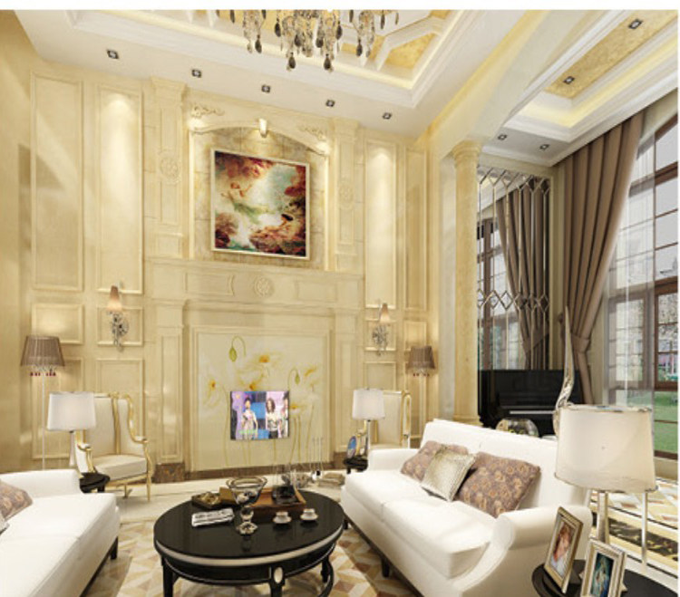 Factory direct sales European style TV background wall marble duplex Roman column simple carved square pillar stone carving