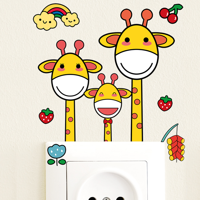 Switch Sticker Small Deer A Living Room Bedroom Dormitory Creative Cartoon Children Kindergarten Classroom Wall Sticker Wall Decoration