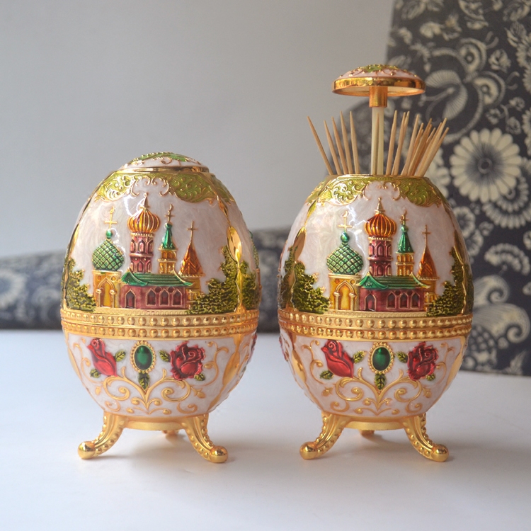 Russian roof toothpick tube toothpick box Gold and white fashion creative toothpick holder Home and hotel supplies with bottle opener