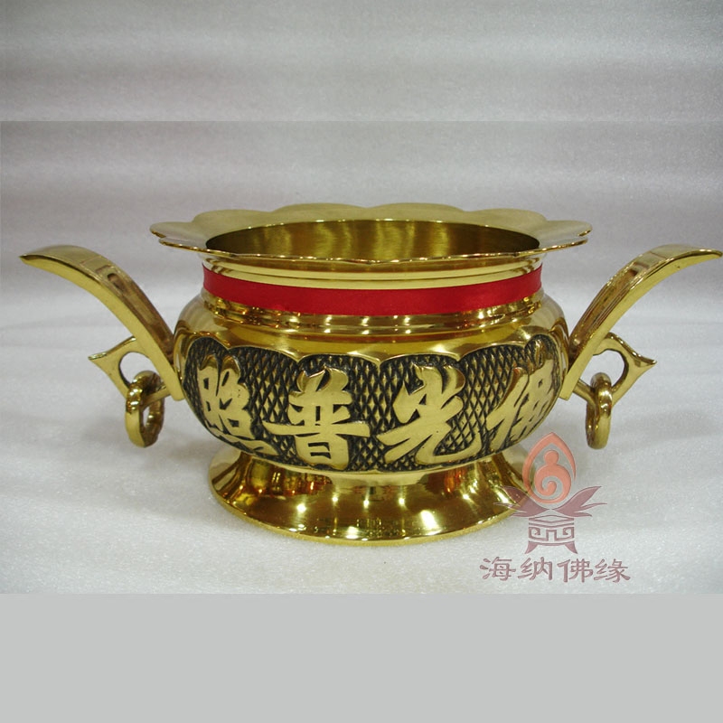 Pure copper incense burner Buddha double earrings new lotus edge Buddha light has a copper incense burner incense burner