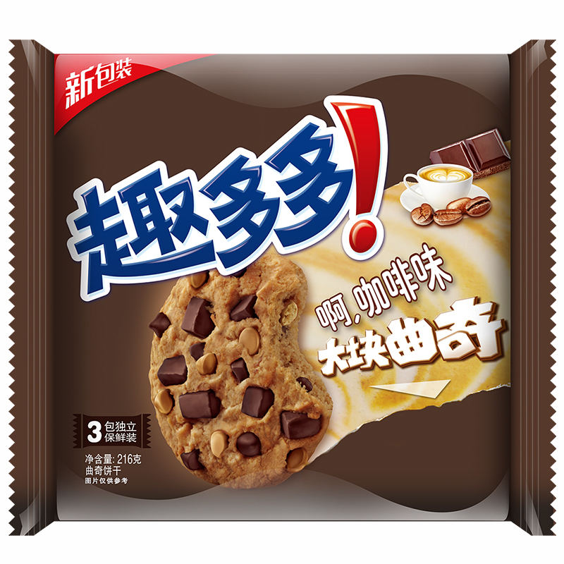 【天猫超市】亿滋 趣多多曲奇饼干大块巧克力浓醇咖啡味216g