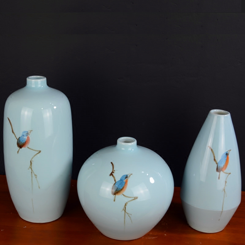 Jingdezhen ceramic new Chinese vase furnishing articles sitting room dry flower arranging flowers household soft adornment green China arts and crafts