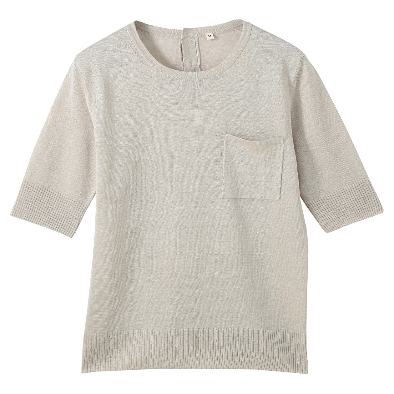 无印良品MUJI 女式 亚麻高针距短袖毛衣