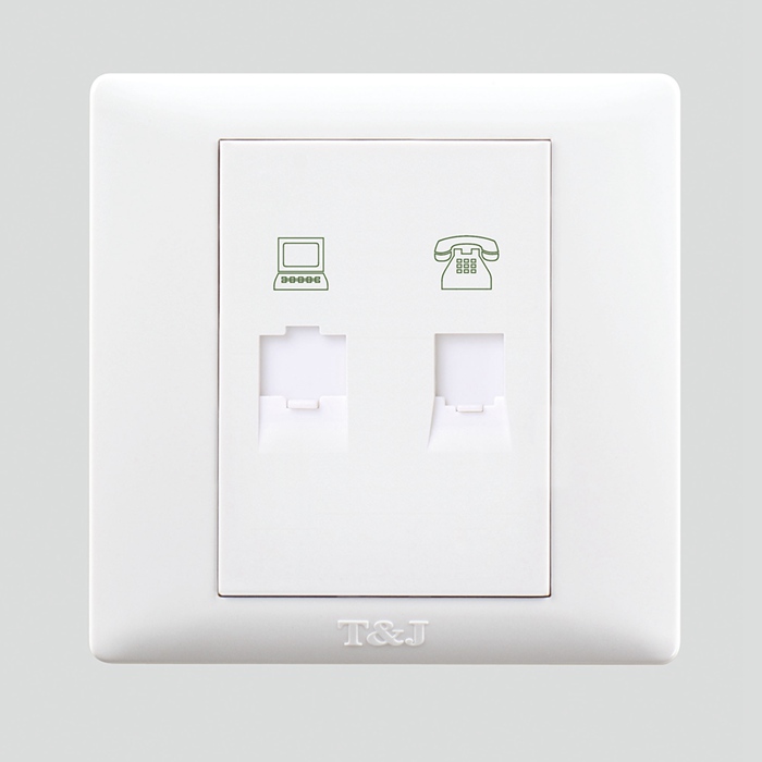 Space-based Switch Socket Panel Pleasing Series Computer Phone Double Outlet Information Socket Jawhite