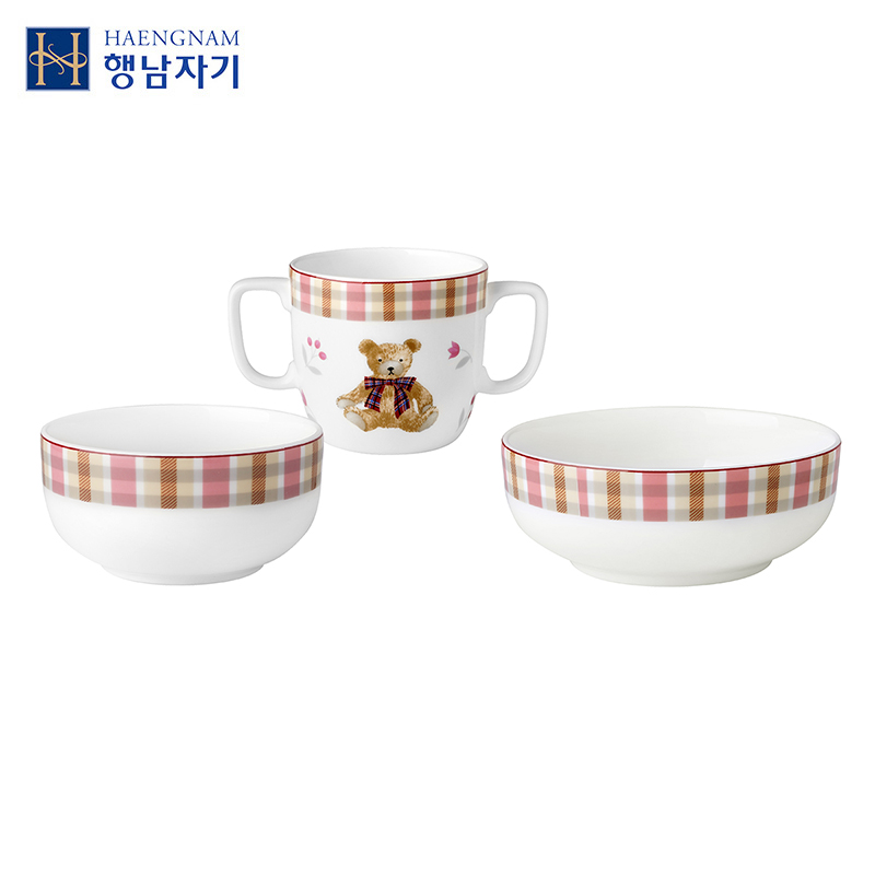 HAENGNAM Han Guoxing south China bear children three - piece import ipads porcelain tableware tableware suit