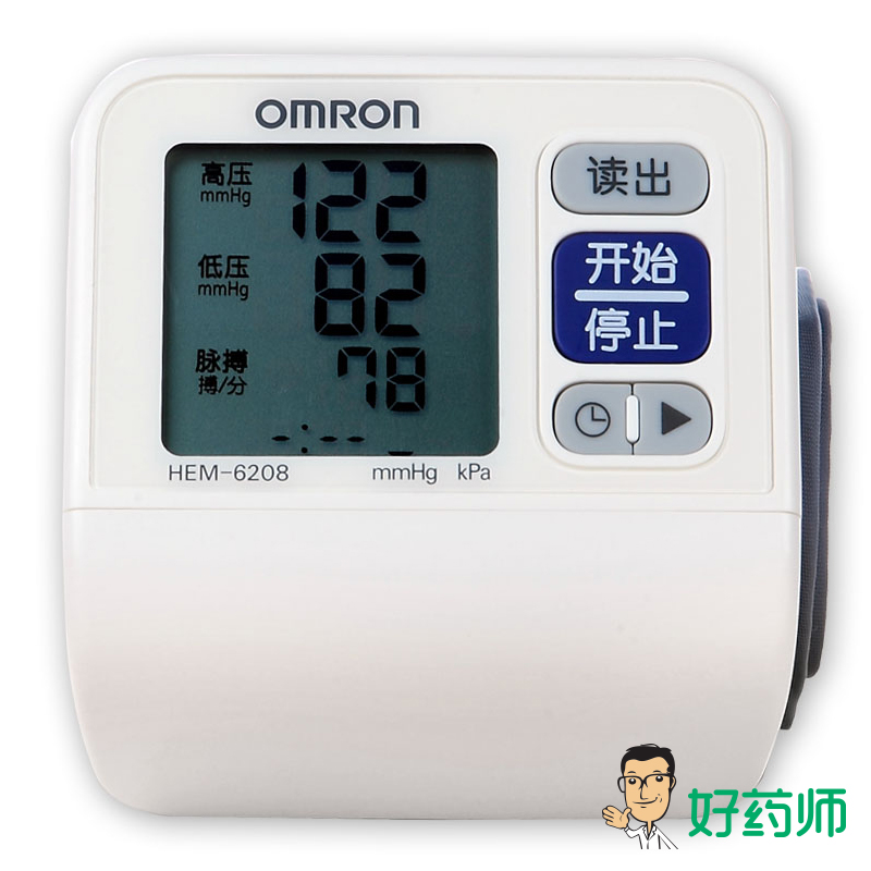 欧姆龙电子血压计腕式HEM-6208全自动家用智能测血压仪血压测量计