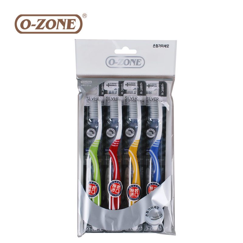 韩国进口日用品O-ZONE银添加超软毛牙刷4只套装