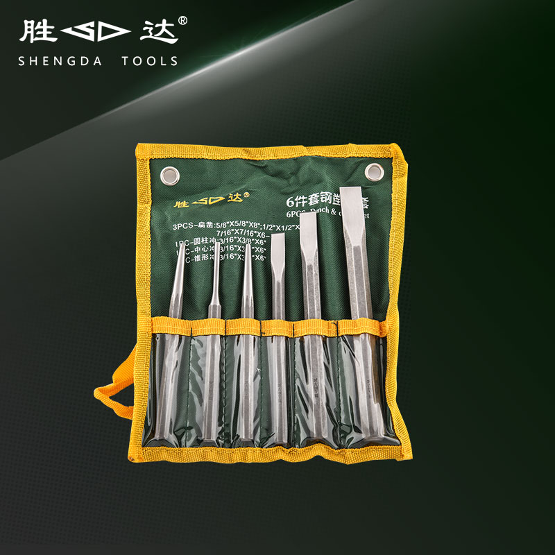 Shengda Tool Hanging Bag Steel Chisel Set Chisel Stone Construction Chisel Woodwork Chisel Conical Punching Cylindrical Group Sleeve 