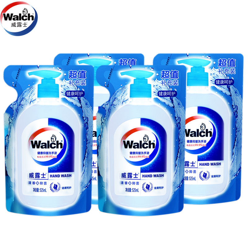 威露士健康洗手液袋装525ML*4 补充装 自然清新抑菌洗手液护手