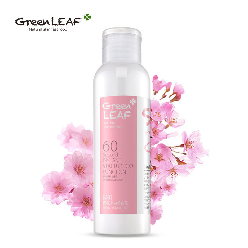 Green Leaf绿叶化妆品 樱花七白美白乳液130ml保湿去黄气提亮肤色