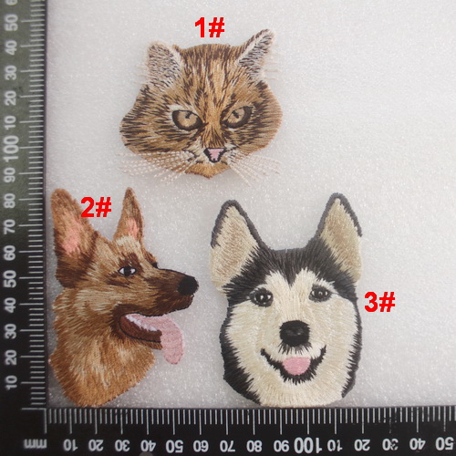 Heart embroidered cat shepherd Hasky cat head embroidery back adhesive cloth animal cartoon kitten