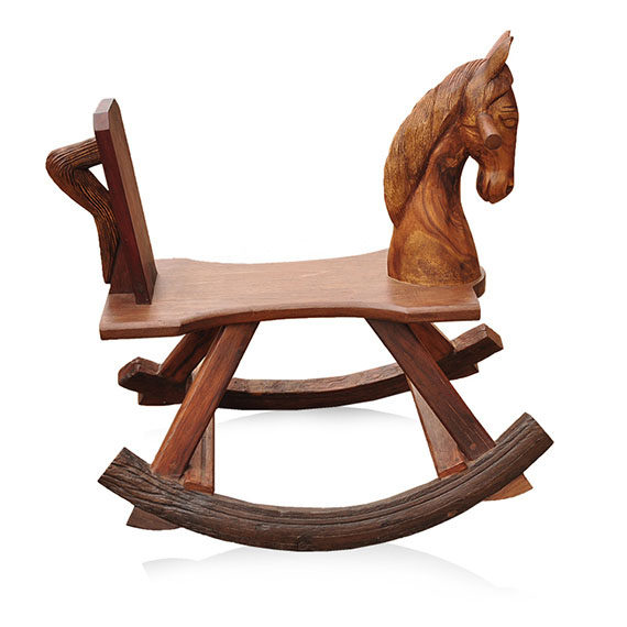 Thai crafts solid wood carving creative wooden horse chair decoration children's rocking chair stool Southeast Asian decorative stool