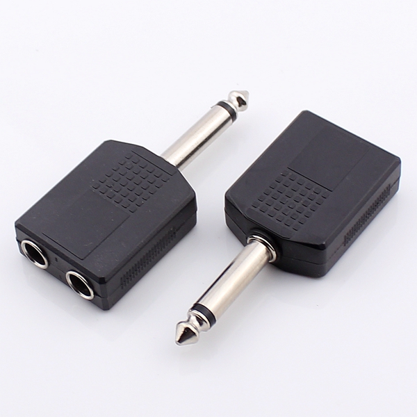 Mono 6 35 plug to 6 35 socket 6 35 microphone one point two adapter 6 5 male to double 6 5 female