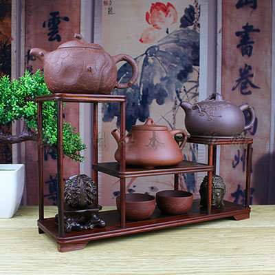 Red Acid Branches Bou Ancient Shelf Solid Wood Small Multiple Pagogue Teapot Chigstone Ancient Play Show Shelf Purple Sand shelf Living room swing piece
