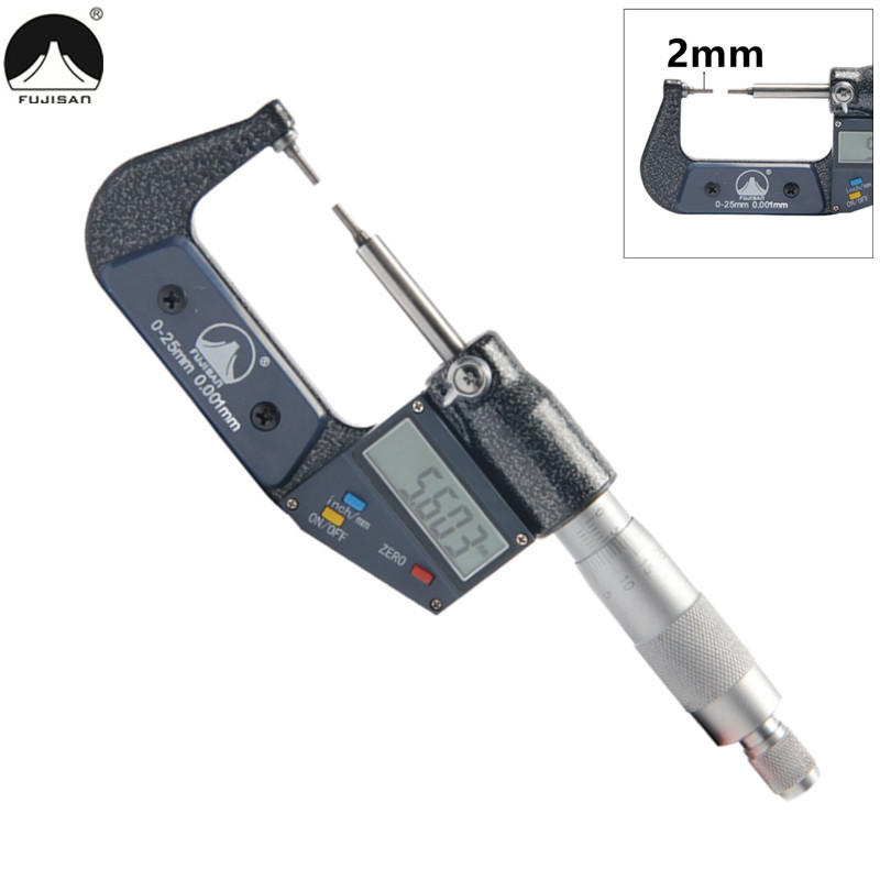 Hong Kong Mount Fuji small head digital micrometer thin head outer diameter micrometer 0-25mm high precision 0 001mm