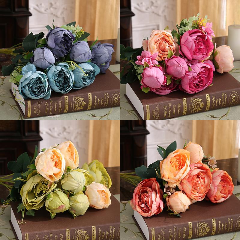 Eurostyle Advanced Emulation Floral Floral Drying Flower Home Living Room Fake Flower Flower Arrangement Silk Flower Wedding Celebration Hotel Peony Flower Ornament