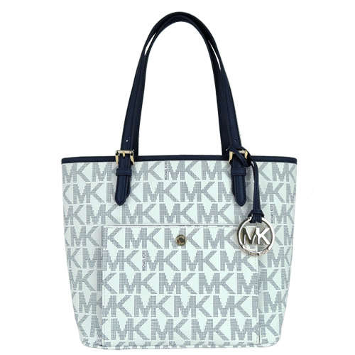 MICHAEL KORS 满版LOGO防刮前口袋肩背包(中/蓝)PayEasy官网直邮