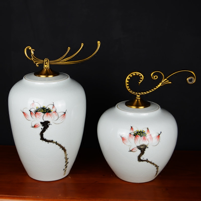 Jingdezhen ceramic pot Chinese hand - made lotus sitting room between example creative household soft adornment handicraft furnishing articles