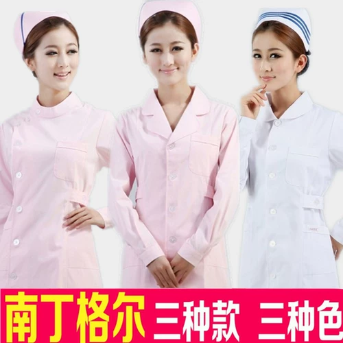 Униформа медсестры, хлопковый лонгслив, зимняя летняя одежда, синий белый халат для работы, короткий рукав