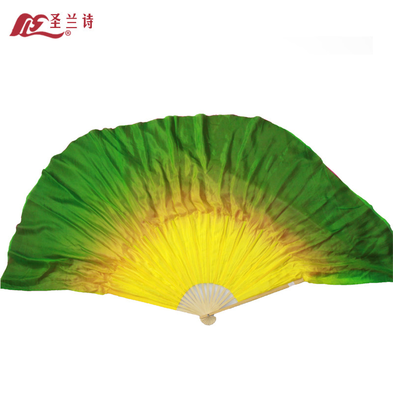 Sheng Lanshi silk June Qing lotus fan stage props fan multi-color gradient bamboo bone square dance fan 2