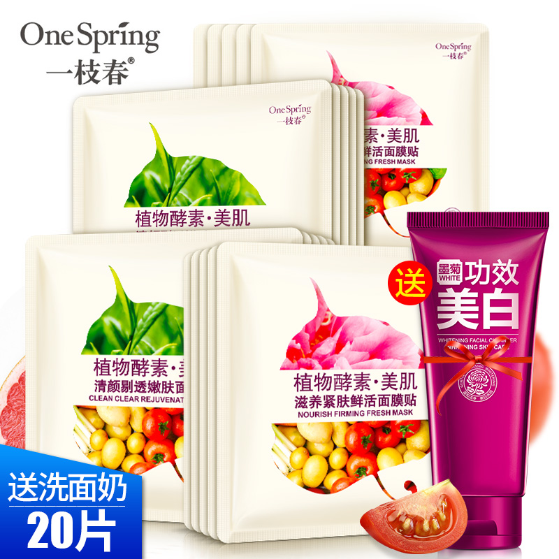 一枝春叶子面膜深层清洁控油补水保湿收缩去毛孔睡眠美白护肤套装