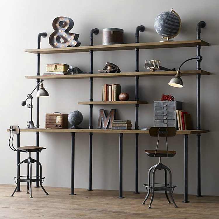 Usd 29 82 Retro Water Pipe Bookshelf Old Solid Wood Partition