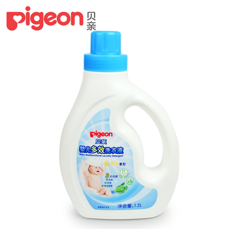 贝亲洗衣液1.2L瓶装婴儿多效洗衣液宝宝儿童衣物清洗剂阳光香MA55