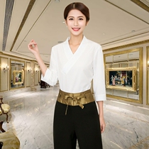 Spring and summer new spa overalls womens health shop beautician set foot massage technician beauty salon clothing